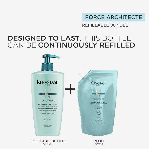 Kérastase Resistance Bain Force Architecte Shampoo 500ml Refill - Image 2